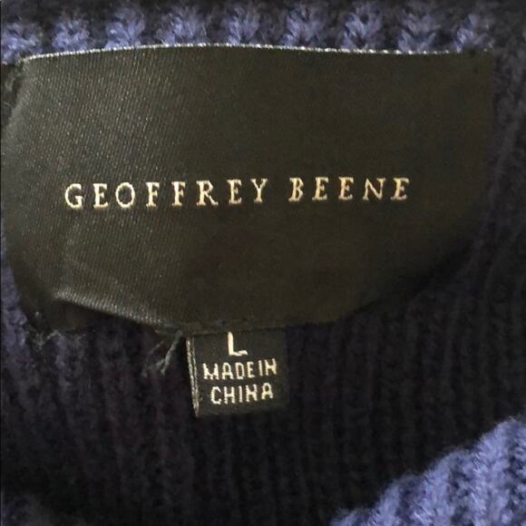 Geoffrey Beene | Men's Navy Blue Long Sleeve Sweater | Size Large | NWOT | 0086 - Picture 4 of 5